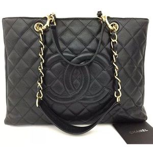 CHANEL Quilted Matelasse Caviar grand shopping tot